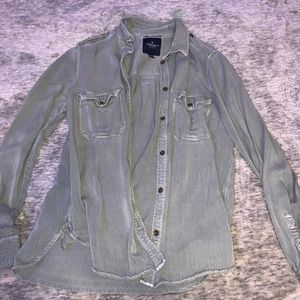 American eagle army green button down